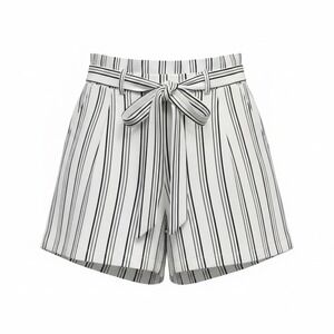 Shorts Jennifer Lopez S Women White Excellent Striped Paperbag Waist Tie Front